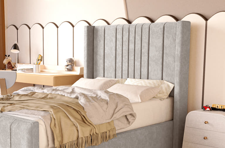 Cambridge Kids Upholstered Ottoman Bed - Seal Grey Naples