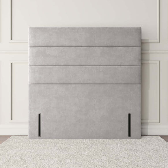 Athens Floor Standing Headboard - Silver Plush Velvet