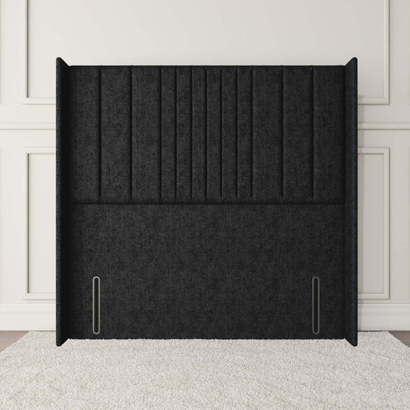 Cambridge Wingback Floor Standing Headboard - Black Chenille