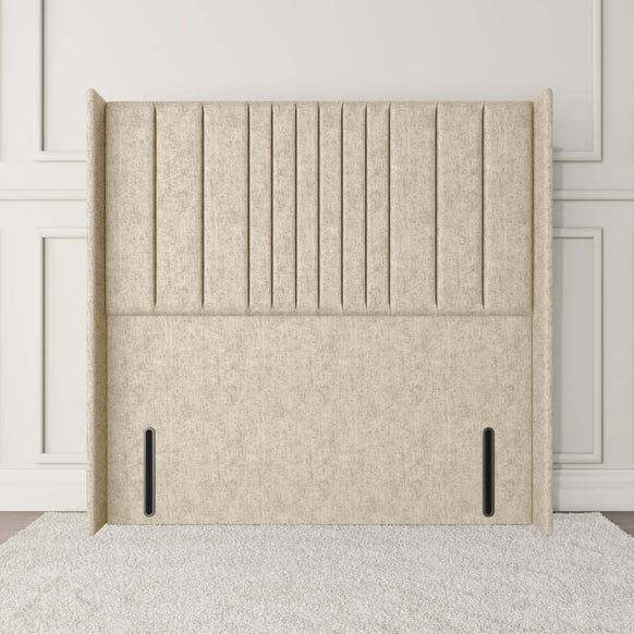 Cambridge Wingback Floor Standing Headboard - Cream Chenille
