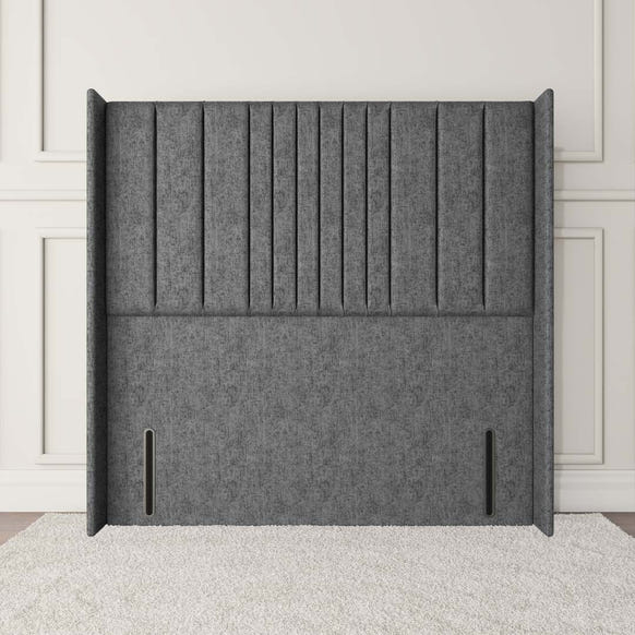 Cambridge Wingback Floor Standing Headboard - Silver Chenille