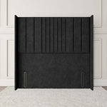 Cambridge Wingback Floor Standing Headboard - Black Naples