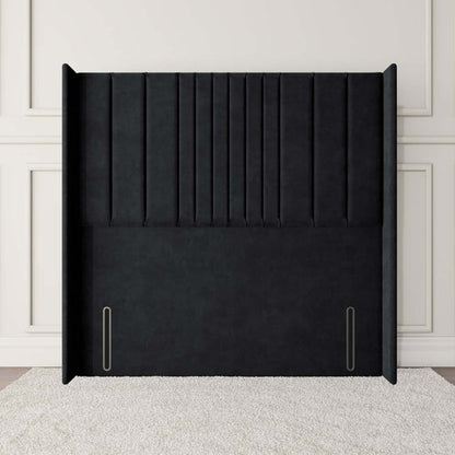 Cambridge Wingback Floor Standing Headboard - Black Plush Velvet
