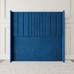 Cambridge Wingback Floor Standing Headboard - Blue Plush Velvet