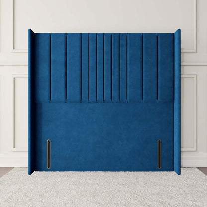 Cambridge Wingback Floor Standing Headboard - Blue Plush Velvet