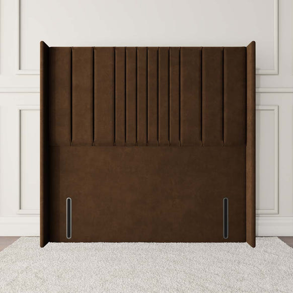 Cambridge Wingback Floor Standing Headboard - Mocca Plush Velvet