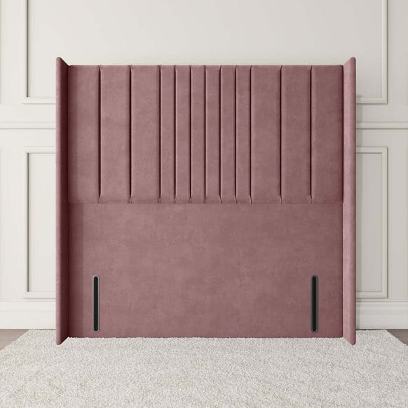 Cambridge Wingback Floor Standing Headboard - Pink Plush Velvet