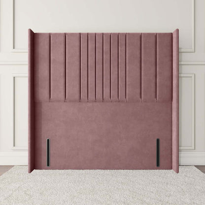 Cambridge Wingback Floor Standing Headboard - Pink Plush Velvet