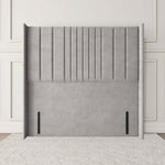 Cambridge Wingback Floor Standing Headboard - Silver Plush Velvet