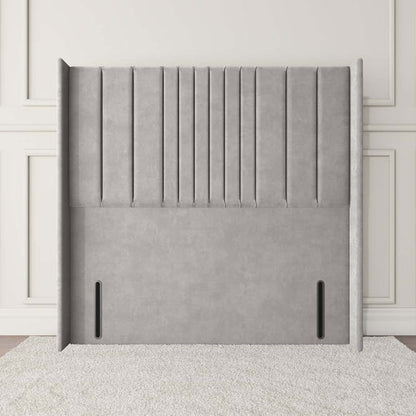 Cambridge Wingback Floor Standing Headboard - Silver Plush Velvet