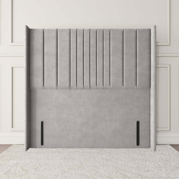 Cambridge Wingback Floor Standing Headboard - Silver Plush Velvet