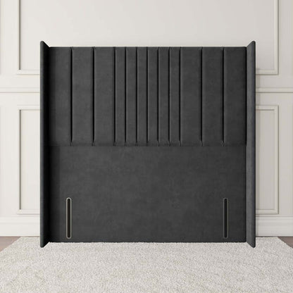 Cambridge Wingback Floor Standing Headboard - Steel Plush Velvet