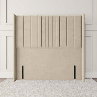 Cambridge Wingback Floor Standing Headboard - Cream Plush Velvet