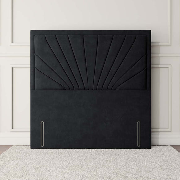 Casablanca Floor Standing Headboard - Black Plush Velvet