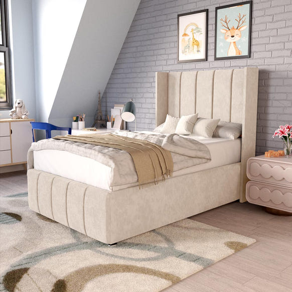 Cidra Kids Wingback Divan Bed - Cream Naples