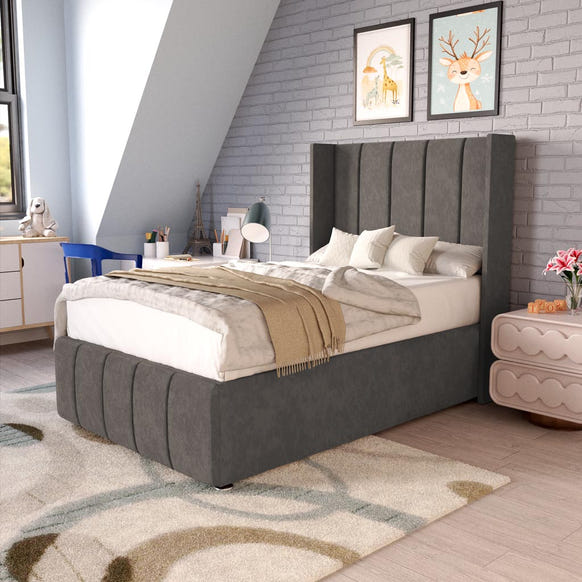 Cidra Kids Wingback Divan Bed - Slate Grey Naples