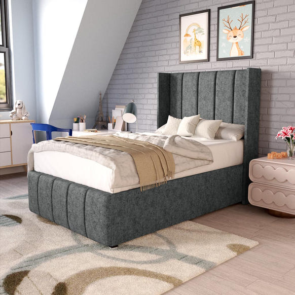 Cidra Kids Wingback Divan Bed - Charcoal Chenille