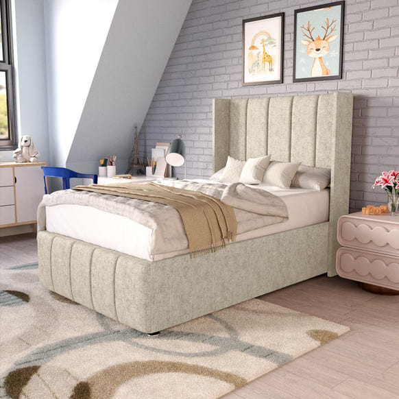 Cidra Kids Wingback Divan Bed - Cream Chenille
