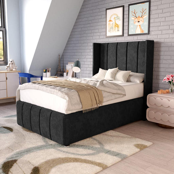 Cidra Kids Wingback Divan Bed - Black Naples