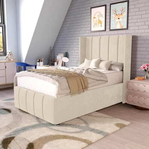 Cidra Kids Wingback Divan Bed - Cream Plush Velvet