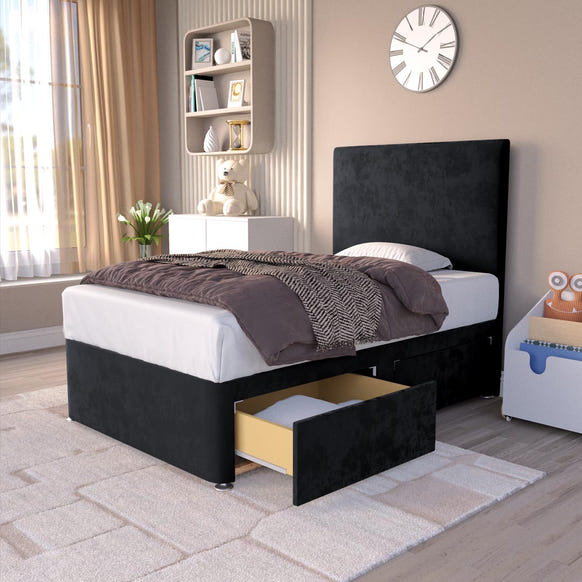 Dakar Kids Divan Bed - Black Plush Velvet