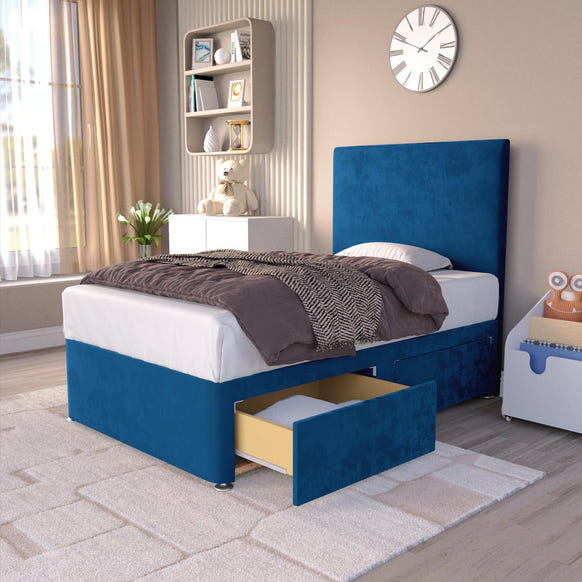 Dakar Kids Divan Bed - Blue Plush Velvet