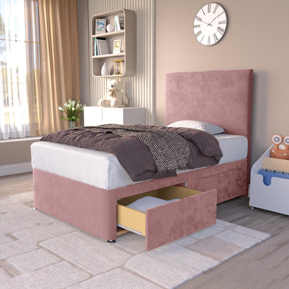 Dakar Kids Divan Bed - Pink Plush Velvet