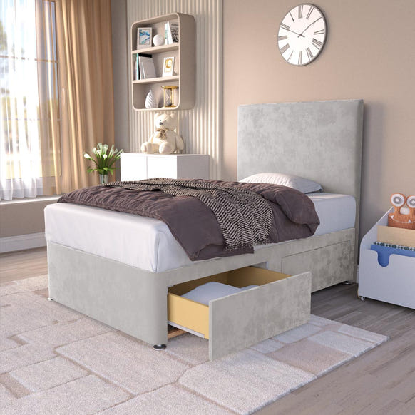 Dakar Kids Divan Bed - Silver Plush Velvet