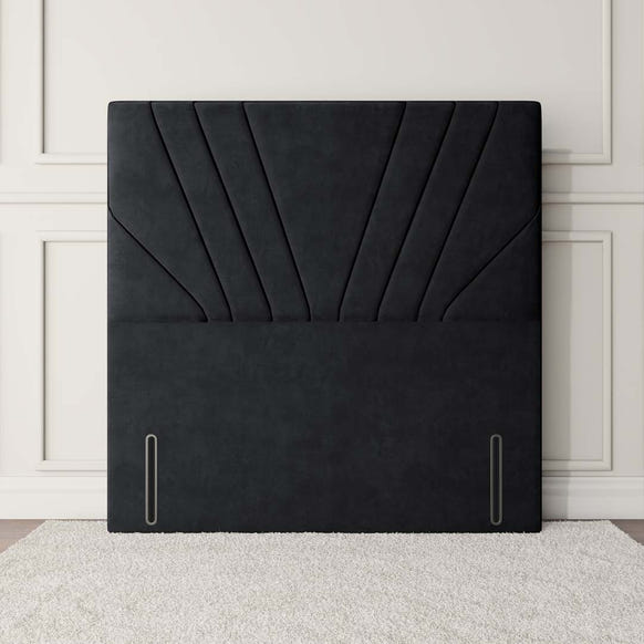 Fiji Sunrise Floor Standing Headboard - Black Plush Velvet