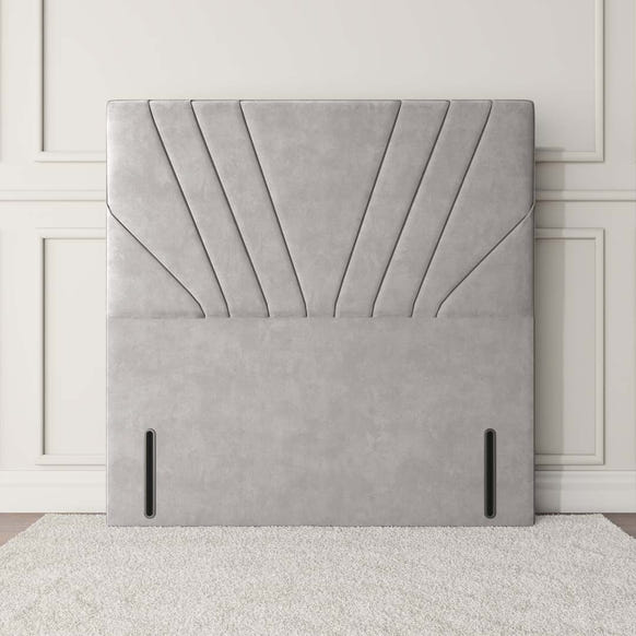 Fiji Sunrise Floor Standing Headboard - Silver Plush Velvet