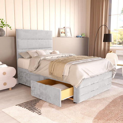 Havana Kids Divan Bed - Silver Plush Velvet