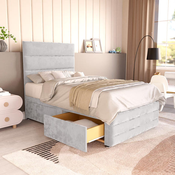 Havana Kids Divan Bed - Silver Plush Velvet