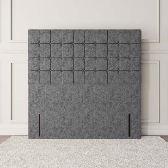 Kingston Floor Standing Headboard - Silver Chenille