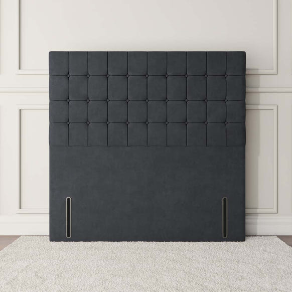 Kingston Floor Standing Headboard - Black Plush Velvet