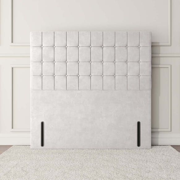 Kingston Floor Standing Headboard - Silver Plush Velvet