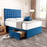 Kingston Divan Bed - Blue Plush Velvet