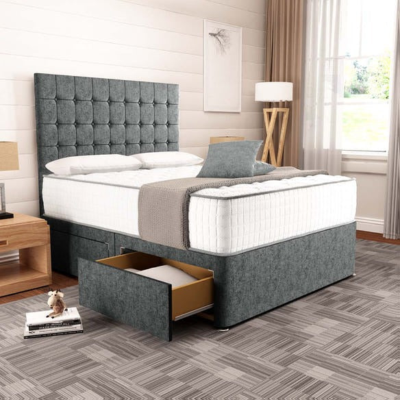 Kingston Divan Bed - Charcoal Chenille