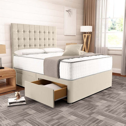 Kingston Divan Bed - Cream Plush Velvet