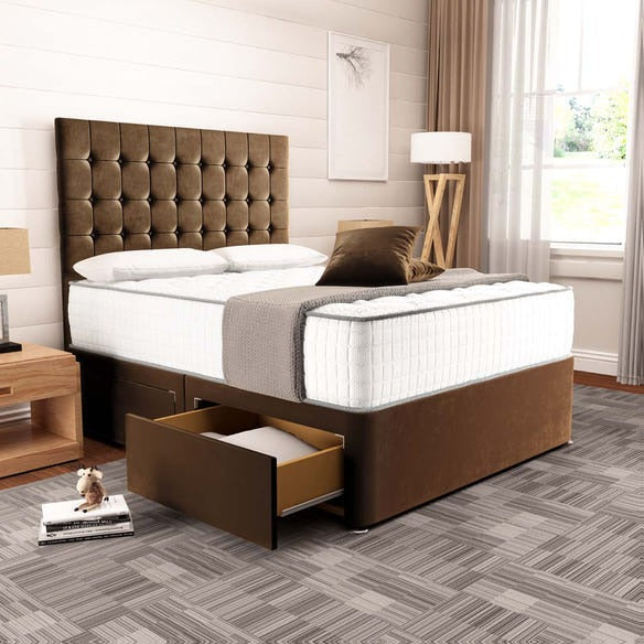 Kingston Divan Bed - Mink Plush Velvet