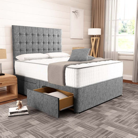 Tokyo Divan Bed - Silver Chenille