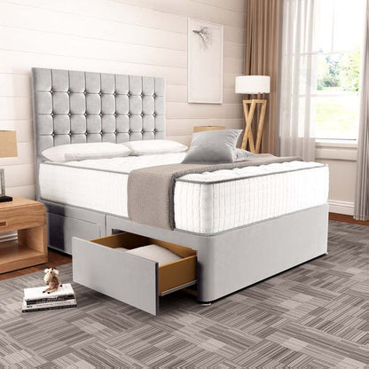 Kingston Divan Bed - Silver Plush Velvet