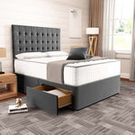 Kingston Divan Bed - Steel Plush Velvet