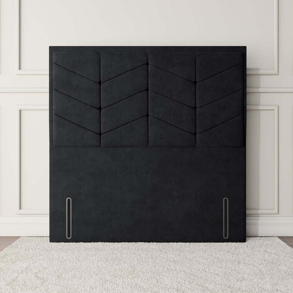 Lancaster Floor Standing Headboard - Black Plush Velvet