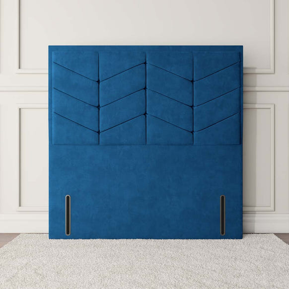 Lancaster Floor Standing Headboard - Blue Plush Velvet