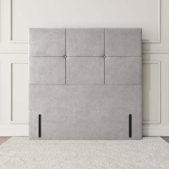 Lima Floor Standing Headboard - Silver Plush Velvet