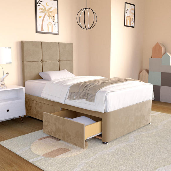 Lima Kids Divan Bed - Mink Plush Velvet