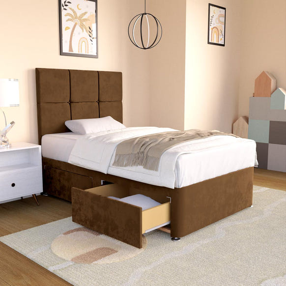 Lima Kids Divan Bed - Mocca Plush Velvet