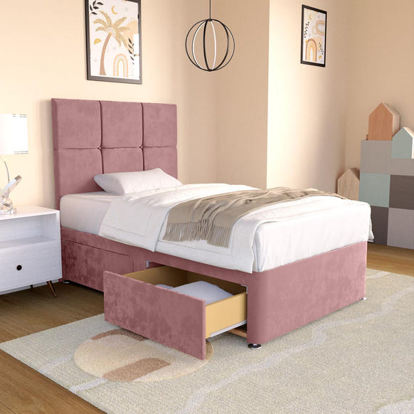 Lima Kids Divan Bed - Pink Plush Velvet