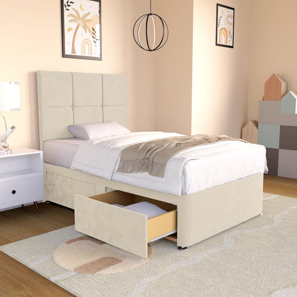 Lima Kids Divan Bed - Cream Plush Velvet