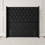 Luxor Wingback Floor Standing Headboard - Charcoal Chenille